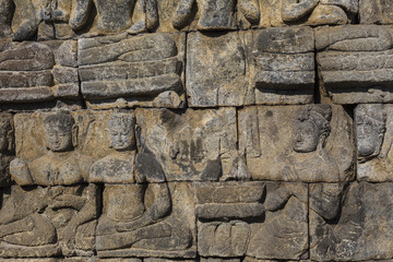 Detail from Borobudur temple at Central Java in Indonesia
