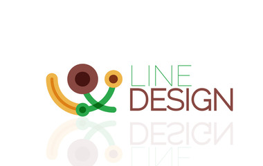 Vector swirl and circles outline minimal abstract geometric logo