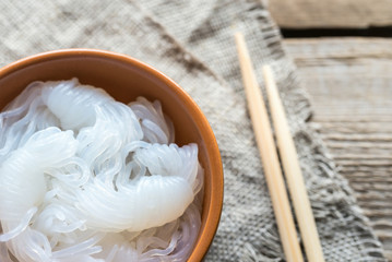 Bowl of shirataki noodles