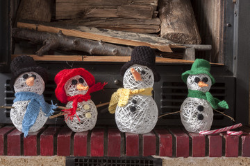 Xmas decorations crafts snowman fireplace