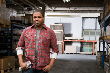 Man in warehouse