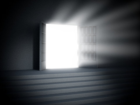 Light glowing from the open door