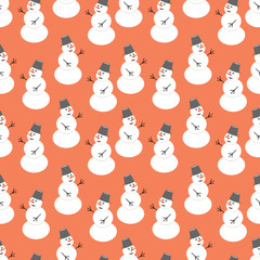 Seamless snowman pattern