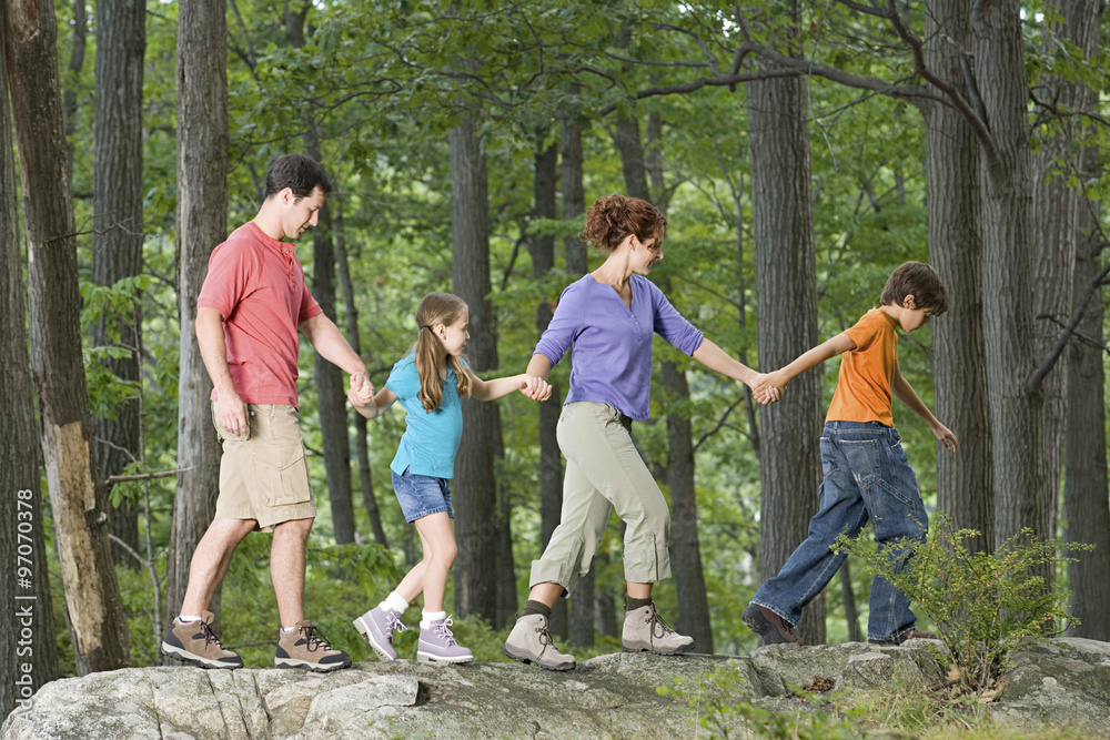 Wall mural Family walking hand in hand