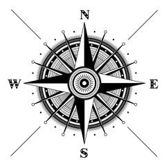 Vector compass rose, detailed illustration