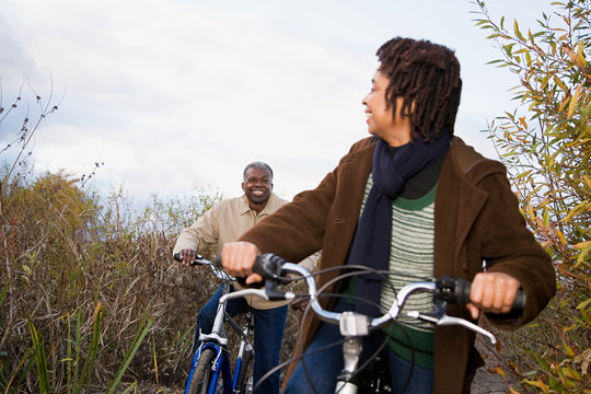 the couple cycling