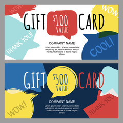 Vector gift voucher with hand drawn watercolor speech bubbles.