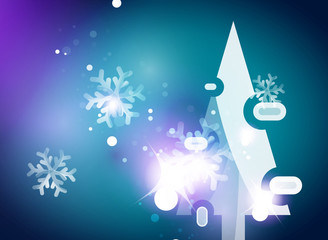 Naklejka premium Christmas blue abstract background with white transparent snowflakes