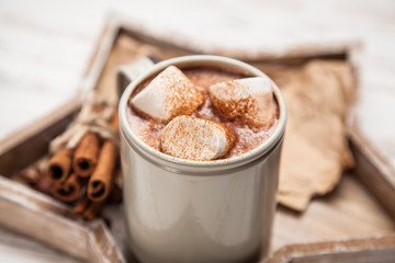 Cocoa drink with marshmallows