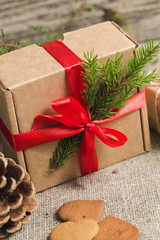 Handmade christmas gifts on a table.