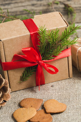 Handmade christmas gifts on a table.