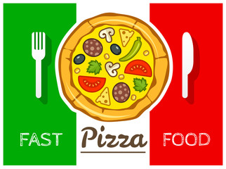 Italian pizza fast food vector. Eps10 vector illustration