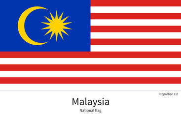 National flag of Malaysia with correct proportions, element, colors