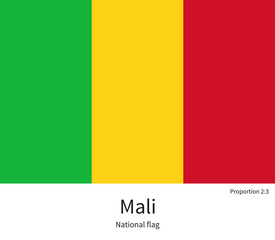 National flag of Mali with correct proportions, element, colors