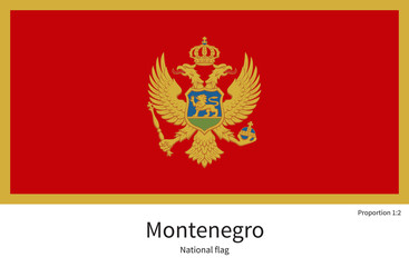 National flag of Montenegro with correct proportions, element, colors