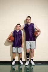 Tall and short basketball players