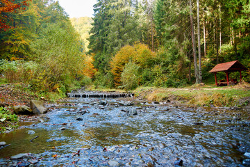 Mountain stream river with rapids