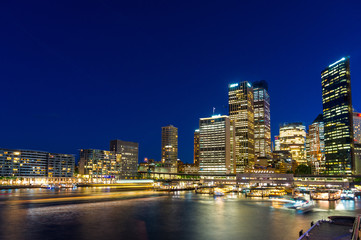 Obraz premium Circular Quay and Sydney Business District Centre at night, Syd