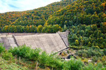 Weir and dam in the mountains