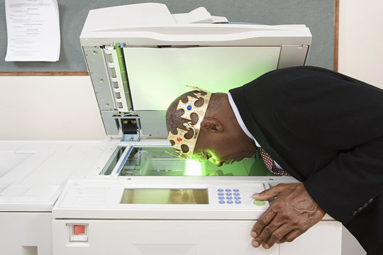 Man photocopying face