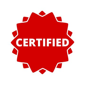 Certified button sign icon