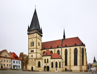 Fototapeta na wymiar Church of Sv. Aegidius on Town Hall square in Bardejov. Slovakia