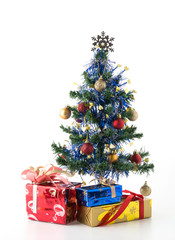 gift box and christmas tree