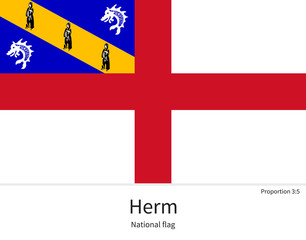 Obraz premium National flag of Herm with correct proportions, element, colors