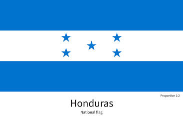 National flag of Honduras with correct proportions, element, colors