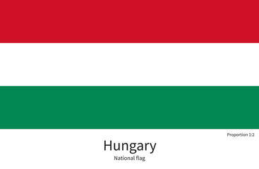 National flag of Hungary with correct proportions, element, colors