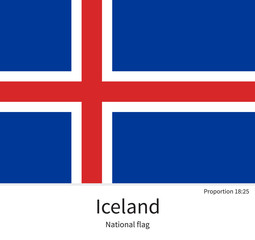 Obraz premium National flag of Iceland with correct proportions, element, colors