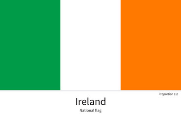 National flag of Ireland with correct proportions, element, colors