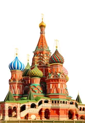 Deurstickers Monument Saint Basils cathedral on Red Square in Moscow isolated over whi