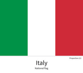 National flag of Italy with correct proportions, element, colors