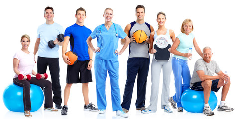 Obraz premium Group of healthy fitness people.