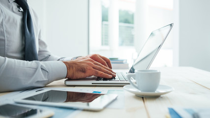 Businessman working at desk