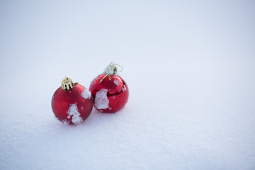 christmas ball in snow