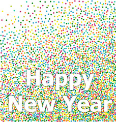 Happy New Year lettering colorful confetti background
