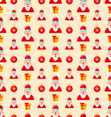Merry Christmas seamless pattern with Santa and gifts