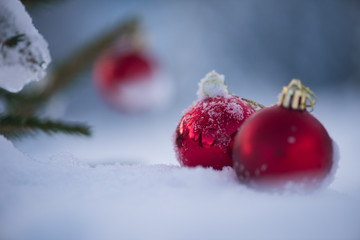 Fototapeta na wymiar christmas ball in snow