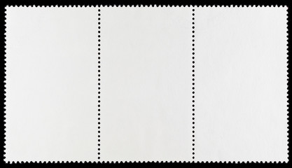 Blank Postage Stamps Strip of THree