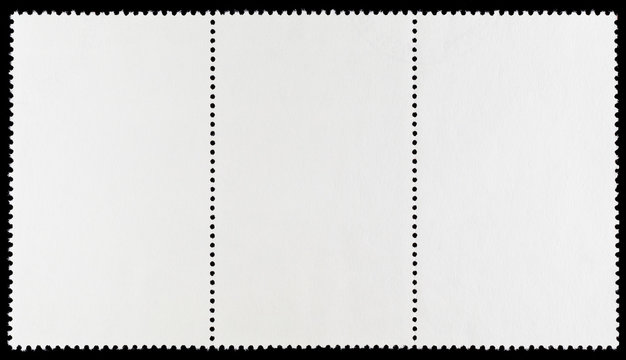 Blank Postage Stamps Strip of THree