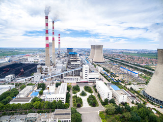 skyline and landscape of power plant