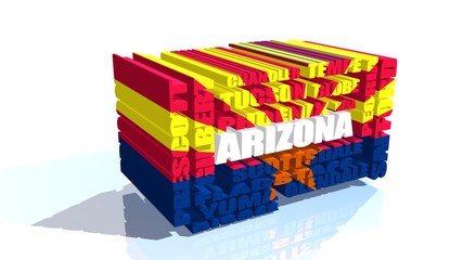 arizona state cities list textured by flag