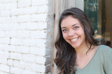 A portrait of a mixed race college student at campus