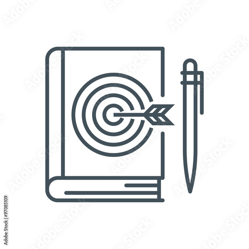 "Quality education, target on a book icon" Stock image and royaltyfree