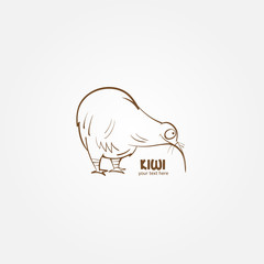 Cartoon kiwi bird logo. Vector image.