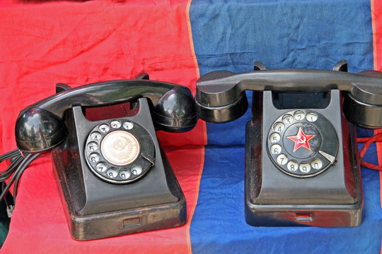 Phones / Two old phone on the flag