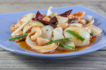 Thai Food: Fried asparagus with shrimp as food taste delicious.