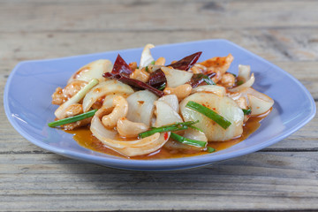 Thai Food: Fried asparagus with shrimp as food taste delicious.